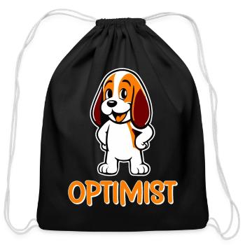 Beagle Optimist Mascot - Cotton Drawstring Bag - black - Front