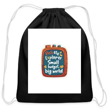 Pocket Explorer Small Budget Big World - Cotton Drawstring Bag - black - Front