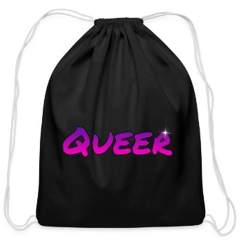 queer - Cotton Drawstring Bag - black - Front