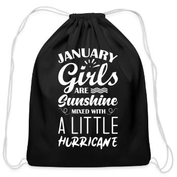 January Birthday Girls are Sunshine - Cotton Drawstring Bag - black - Front