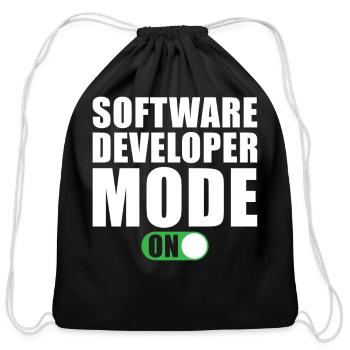 Software Developer Mode on - Cotton Drawstring Bag - black - Front