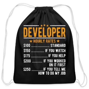 Developer Hourly Rates - Cotton Drawstring Bag - black - Front