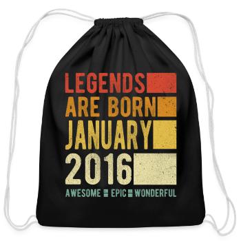 Birthday January 2016 - Cotton Drawstring Bag - black - Front
