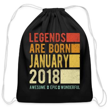 Birthday January 2018 - Cotton Drawstring Bag - black - Front