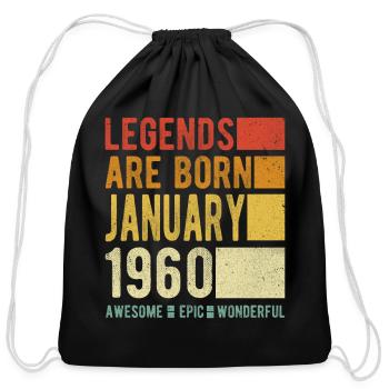 Birthday January 1960 - Cotton Drawstring Bag - black - Front