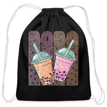 Boba Tea Design Bubbles Bubble Tea Retro Boba - Cotton Drawstring Bag - black - Front