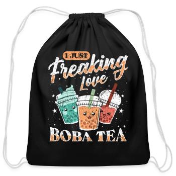 Bubble Tea Boba Tee Kawaii - Cotton Drawstring Bag - black - Front
