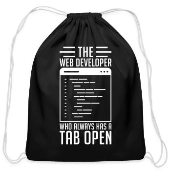 Web Developer Gift Always Tab Open - Cotton Drawstring Bag - black - Front