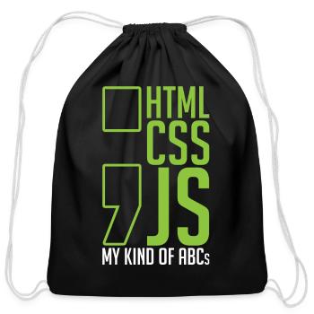 Web Developer Gift HTML CSS JS My Kind Of ABC's - Cotton Drawstring Bag - black - Front