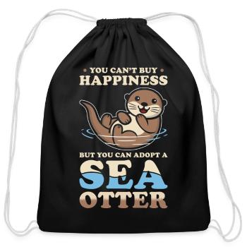 Sea Otter Lover Pun Funny - Cotton Drawstring Bag - black - Front
