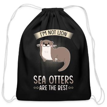 Sea Otter Lover Pun Funny - Cotton Drawstring Bag - black - Front