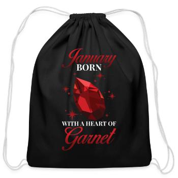 Birthstone January Garnet - Cotton Drawstring Bag - black - Front