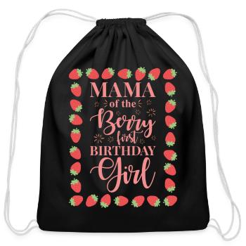 Mama Of The Berry First Birthday Girl - Cotton Drawstring Bag - black - Front