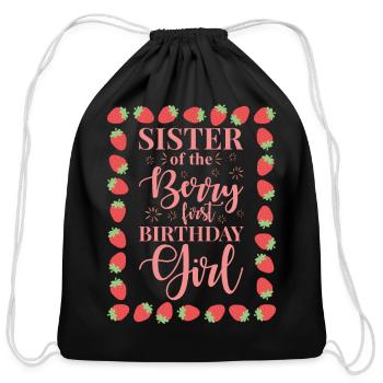 Sister Of The Berry First Birthday Girl - Cotton Drawstring Bag - black - Front