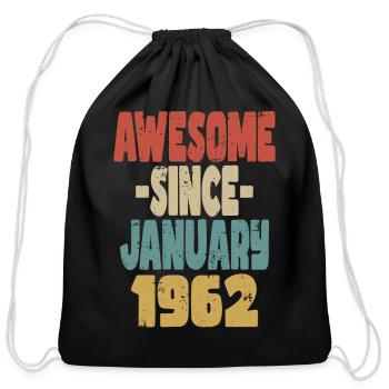 Awesome January 1954 - Cotton Drawstring Bag - black - Front