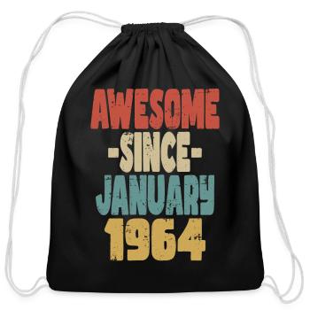 Awesome January 1956 - Cotton Drawstring Bag - black - Front