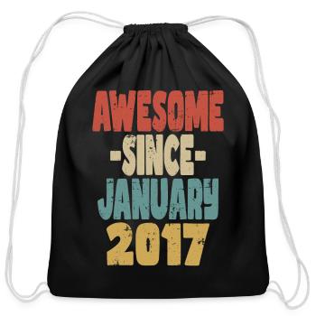 Awesome January 2017 - Cotton Drawstring Bag - black - Front