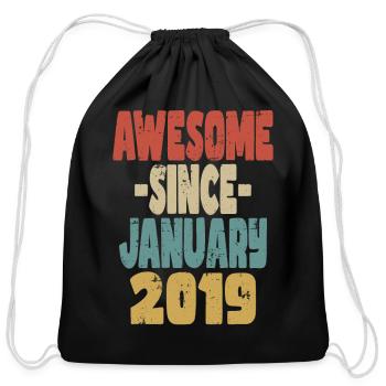 Awesome January 2019 - Cotton Drawstring Bag - black - Front