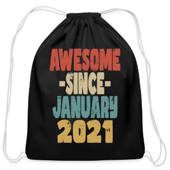 Awesome January 2021 - Cotton Drawstring Bag - black - Front
