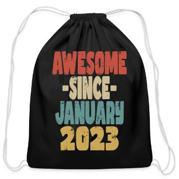 Awesome January 2023 - Cotton Drawstring Bag - black - Front