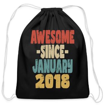 Awesome January 2018 - Cotton Drawstring Bag - black - Front