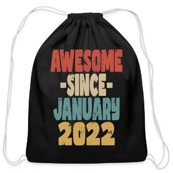 Awesome January 2022 - Cotton Drawstring Bag - black - Front