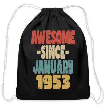 Awesome January 1953 - Cotton Drawstring Bag - black - Front