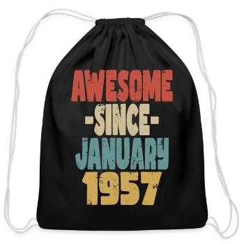 Awesome January 1957 - Cotton Drawstring Bag - black - Front