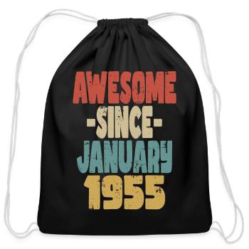 Awesome January 1955 - Cotton Drawstring Bag - black - Front
