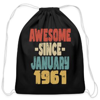 Awesome January 1961 - Cotton Drawstring Bag - black - Front