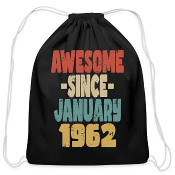 Awesome January 1962 - Cotton Drawstring Bag - black - Front