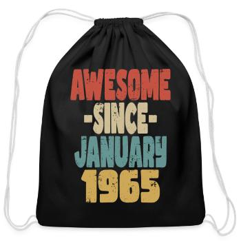 Awesome January 1965 - Cotton Drawstring Bag - black - Front