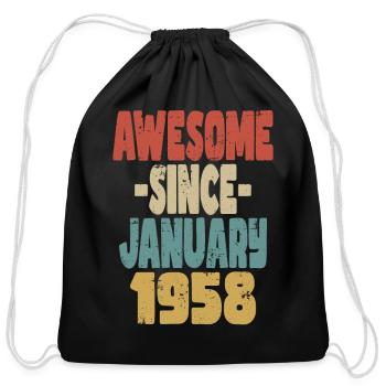 Awesome January 1958 - Cotton Drawstring Bag - black - Front