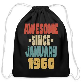 Awesome January 1960 - Cotton Drawstring Bag - black - Front