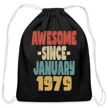 Awesome January 1979 - Cotton Drawstring Bag - black - Front