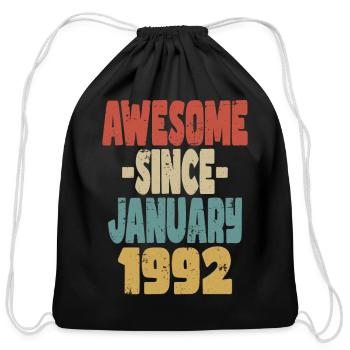 Awesome January 1992 - Cotton Drawstring Bag - black - Front