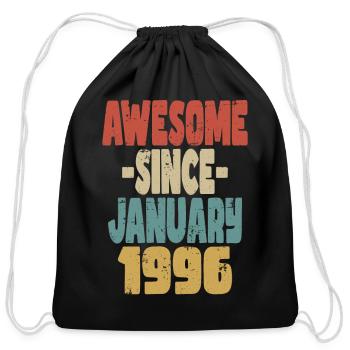 Awesome January 1996 - Cotton Drawstring Bag - black - Front