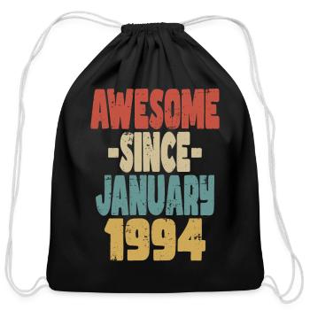 Awesome January 1994 - Cotton Drawstring Bag - black - Front