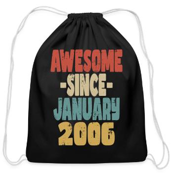 Awesome January 2006 - Cotton Drawstring Bag - black - Front