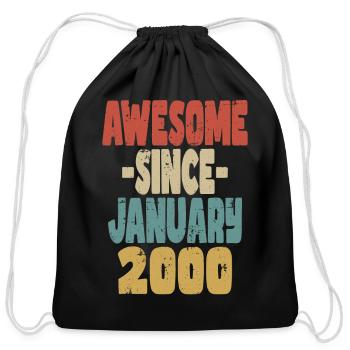 Awesome January 2000 - Cotton Drawstring Bag - black - Front