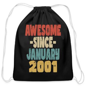 Awesome January 2001 - Cotton Drawstring Bag - black - Front
