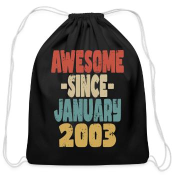 Awesome January 2003 - Cotton Drawstring Bag - black - Front