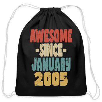 Awesome January 2005 - Cotton Drawstring Bag - black - Front