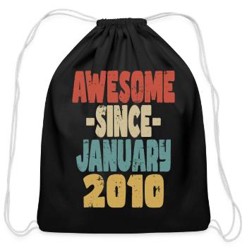Awesome January 2010 - Cotton Drawstring Bag - black - Front
