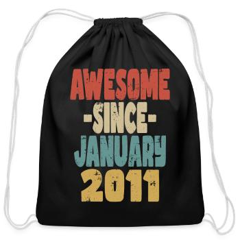 Awesome January 2011 - Cotton Drawstring Bag - black - Front