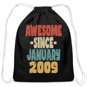 Awesome January 2009 - Cotton Drawstring Bag - black - Front