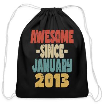 Awesome January 2013 - Cotton Drawstring Bag - black - Front
