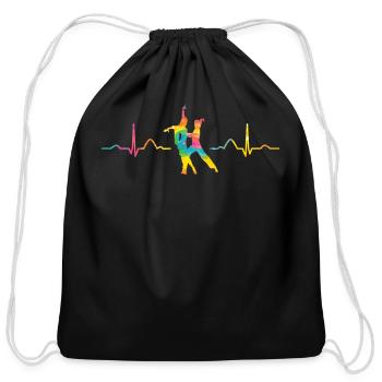 Latin Dancing Couple Heartbeat Dancer - Cotton Drawstring Bag - black - Front