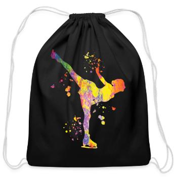 Ice Skater Figure Skating Ice Skating - Cotton Drawstring Bag - black - Front