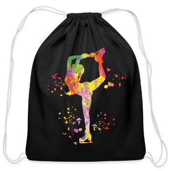 Ice Skater Figure Skating Ice Skating - Cotton Drawstring Bag - black - Front